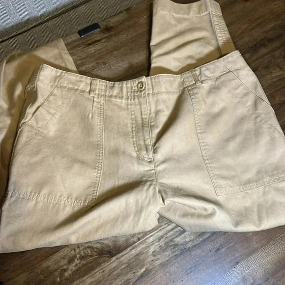NWT TALBOTS PETITE WOMENS SLIM CARGO KHAKI DRESS BOTTOMS PANT SIZE 16P - Picture 3 of 3